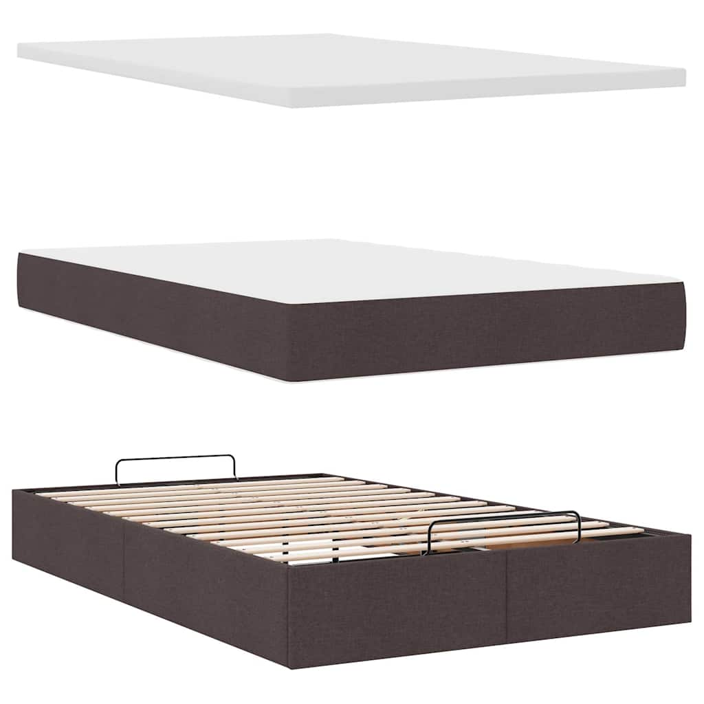 Ottoman bed met matras en LED's 120x190 cm stof donkerbruin