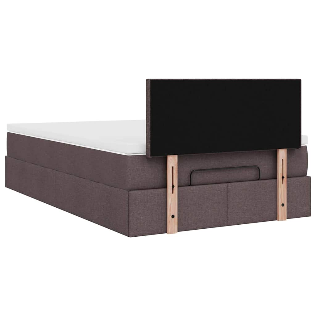 Ottoman bed met matras en LED's 120x190 cm stof donkerbruin