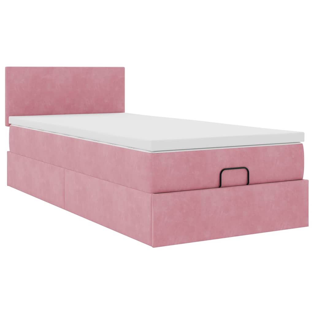 Ottoman bed met matras en LED's 80x200cm fluweel roze