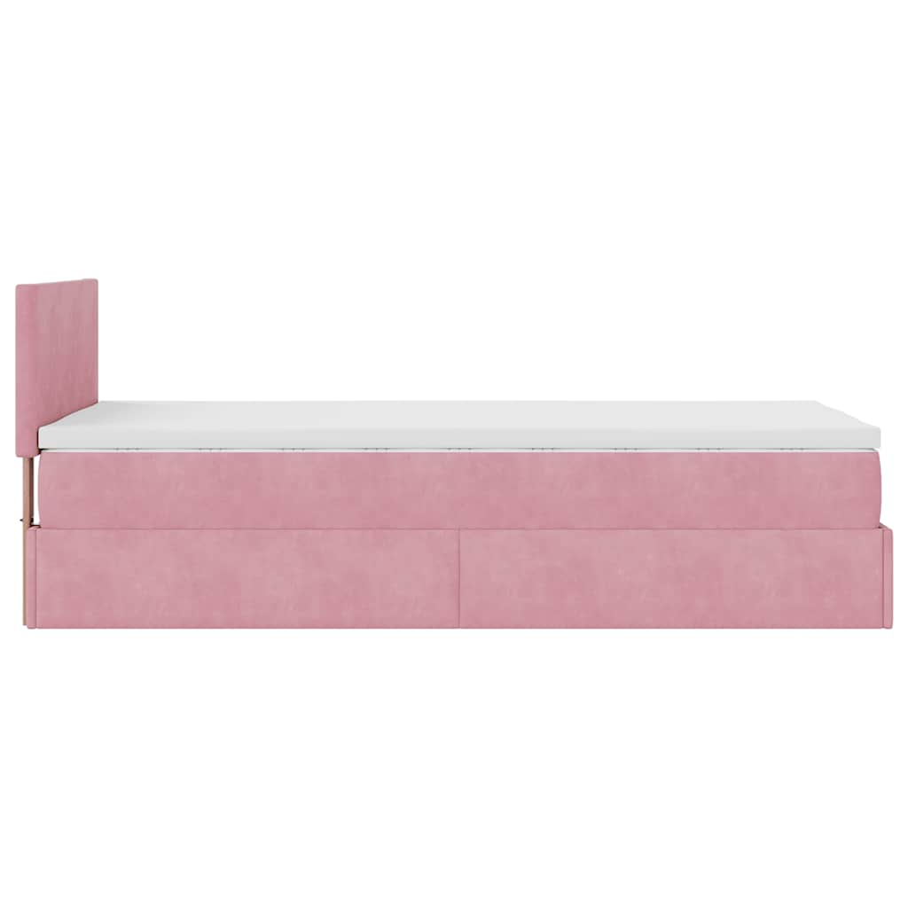 Ottoman bed met matras en LED's 80x200cm fluweel roze