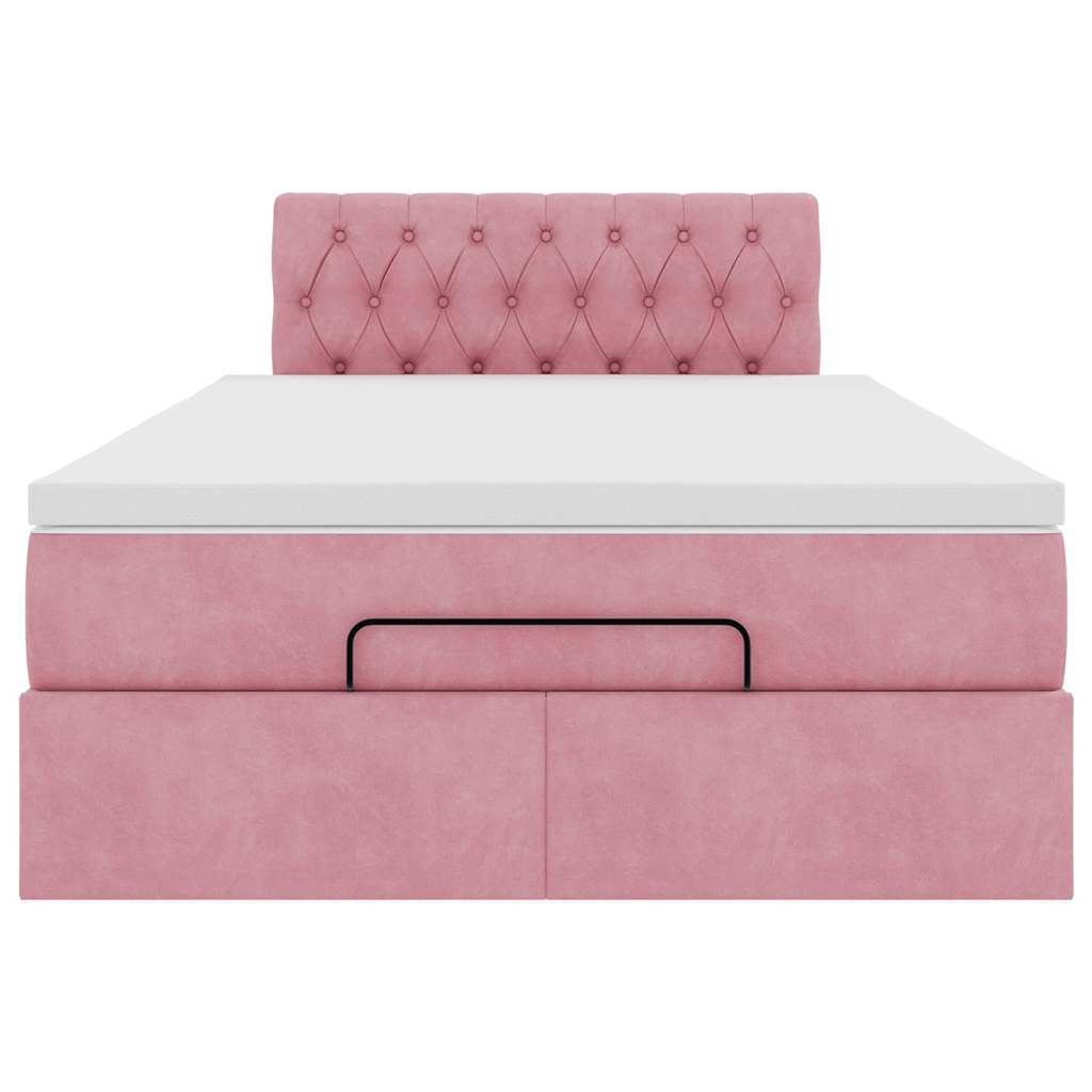 Ottoman bed met matras en LED's 120x190 cm fluweel roze