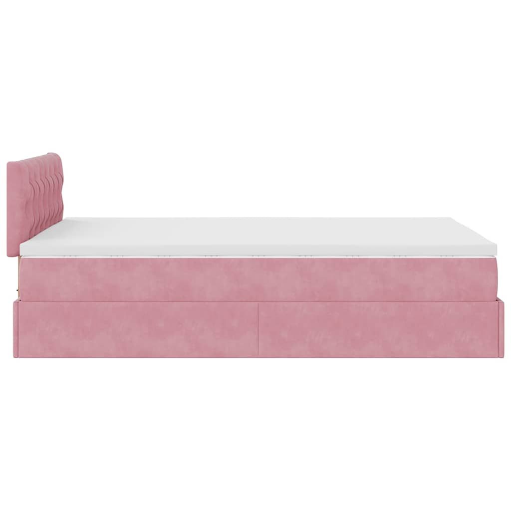 Ottoman bed met matras en LED's 120x190 cm fluweel roze