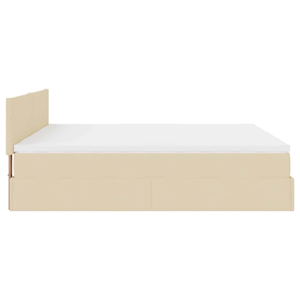 Ottoman bed met matrassen en LED's 180x200cm stof crèmekleurig