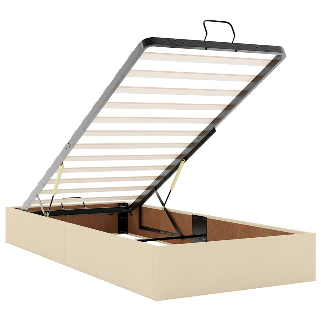 Ottoman bed met matrassen en LED's 180x200cm stof crèmekleurig