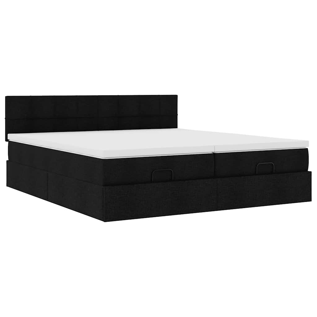 Ottoman bed met matrassen en LED's 160x200cm stof zwart