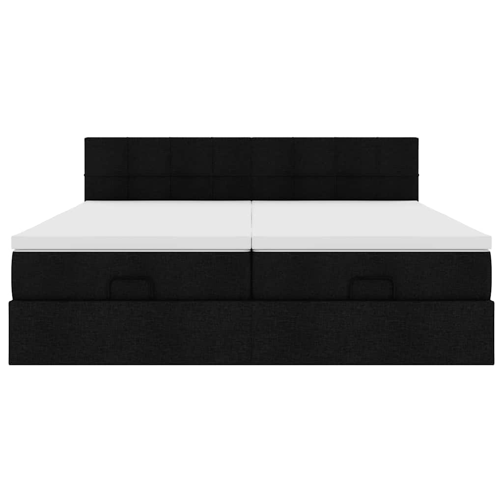 Ottoman bed met matrassen en LED's 160x200cm stof zwart