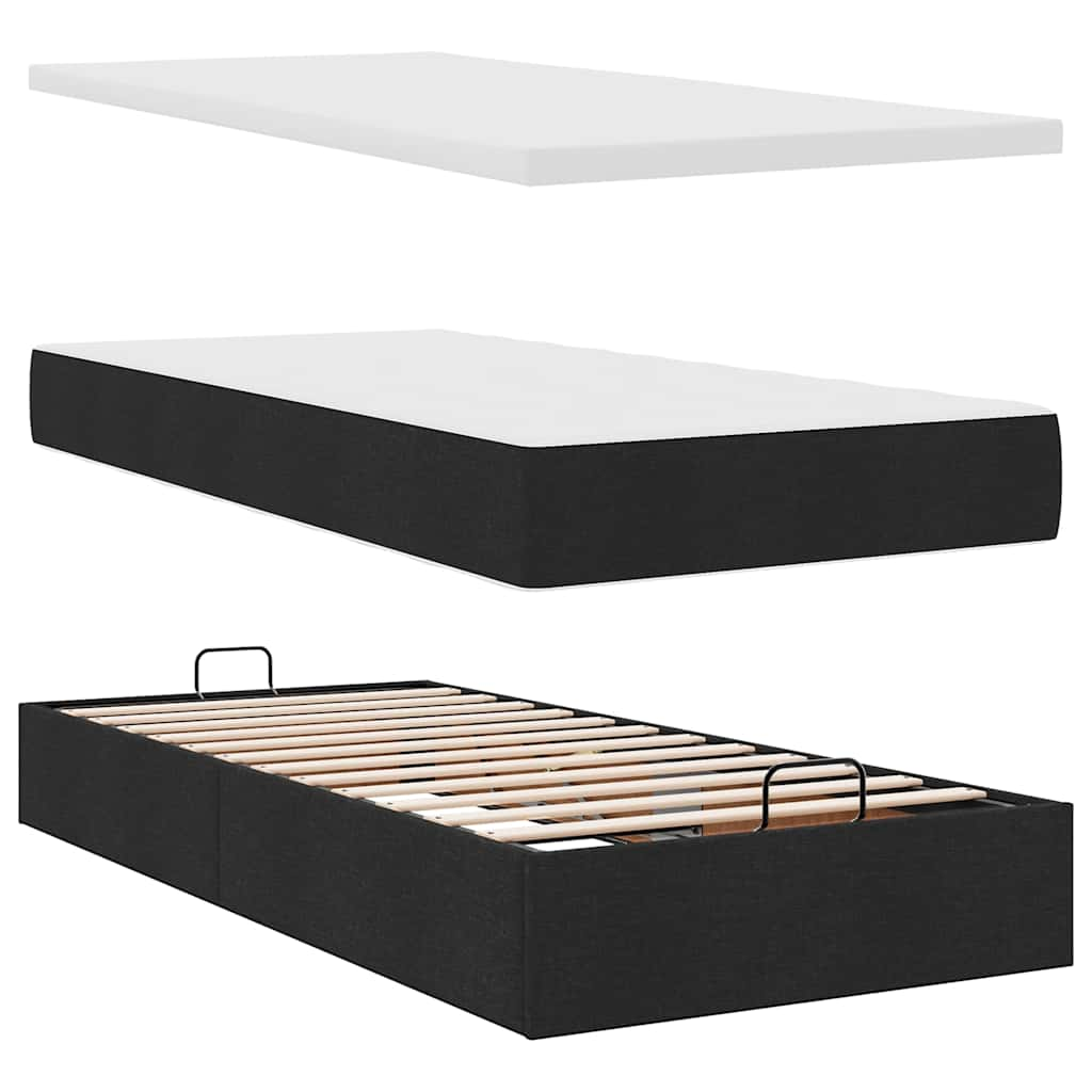 Ottoman bed met matrassen en LED's 160x200cm stof zwart