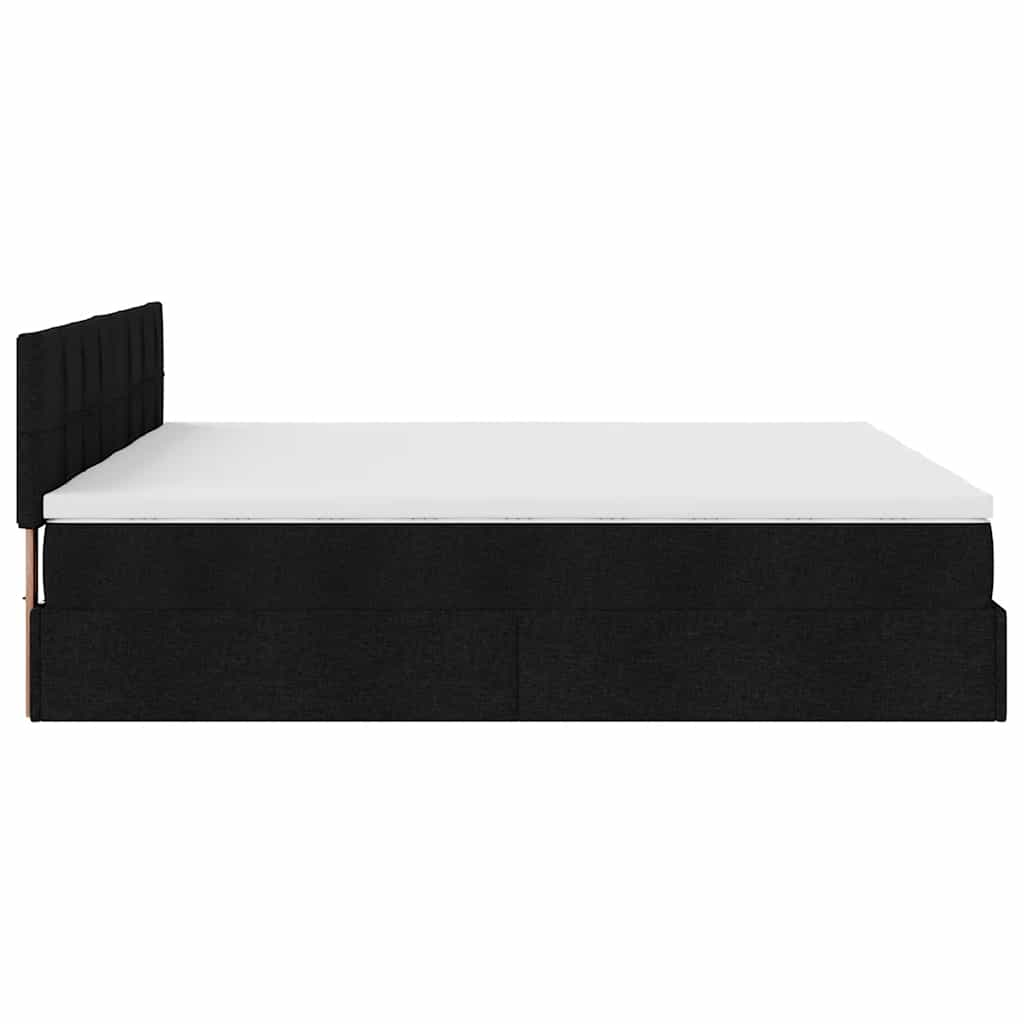 Ottoman bed met matrassen en LED's 160x200cm stof zwart