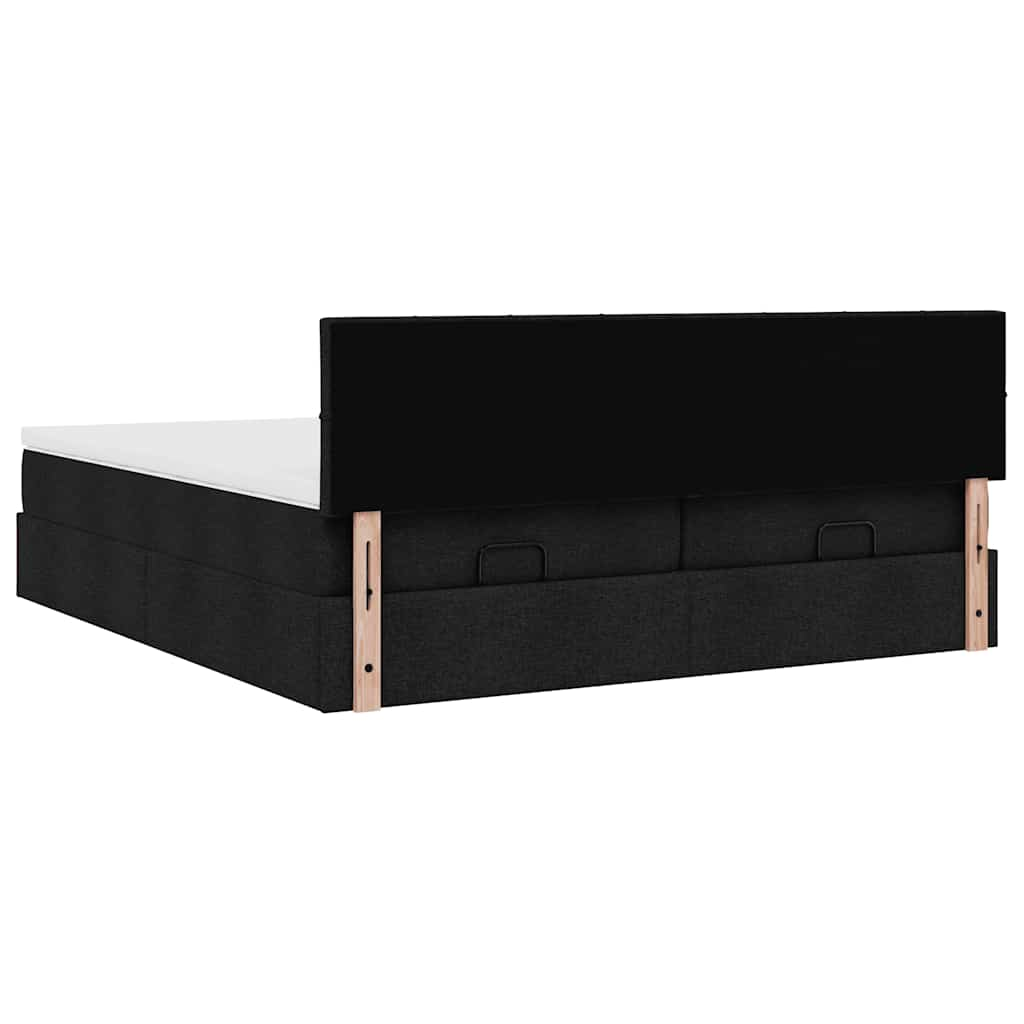 Ottoman bed met matrassen en LED's 160x200cm stof zwart