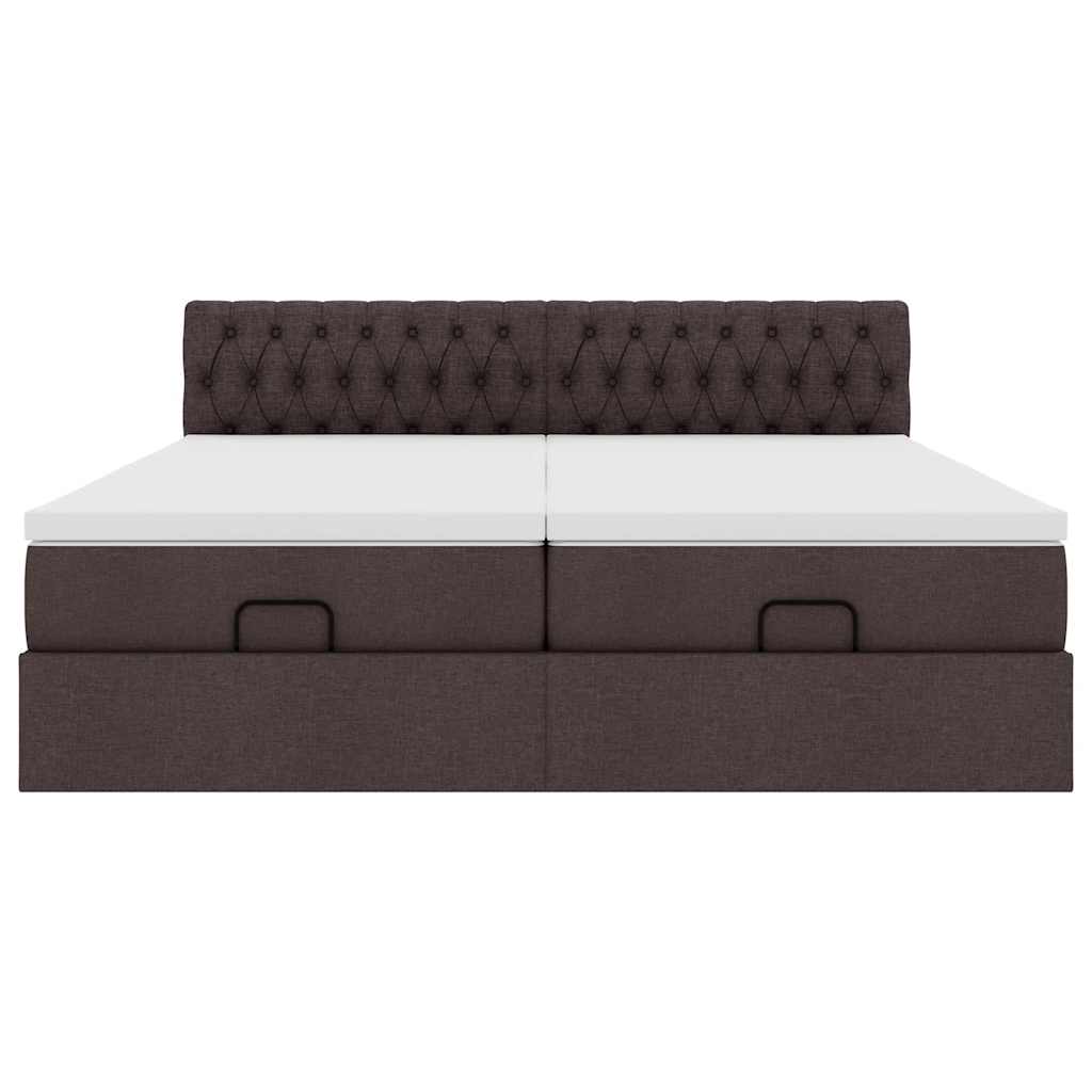 Ottoman bed met matrassen en LED's 160x200cm stof donkerbruin