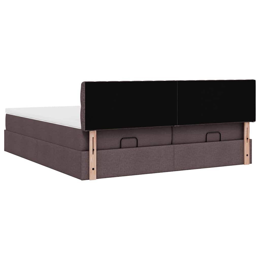 Ottoman bed met matrassen en LED's 160x200cm stof donkerbruin