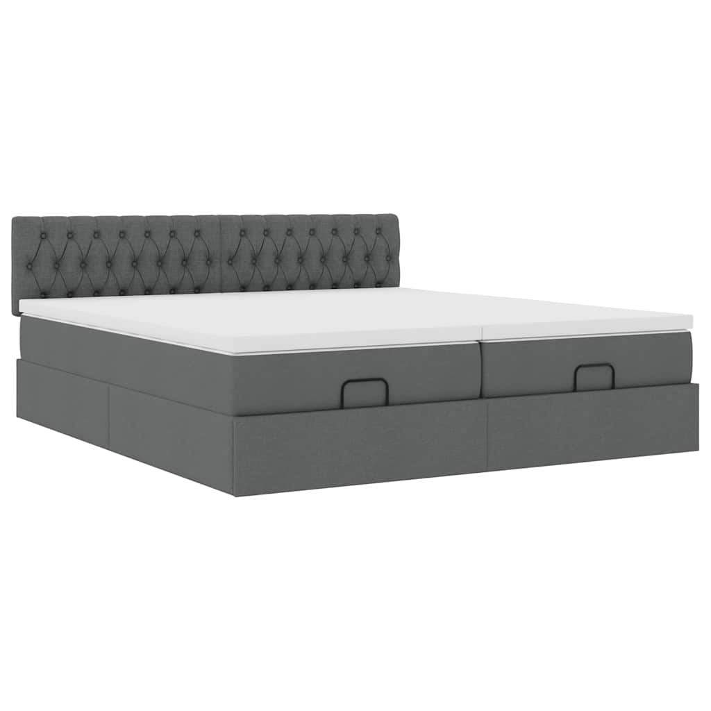 Ottoman bed met matrassen en LED's 180x200cm stof donkergrijs