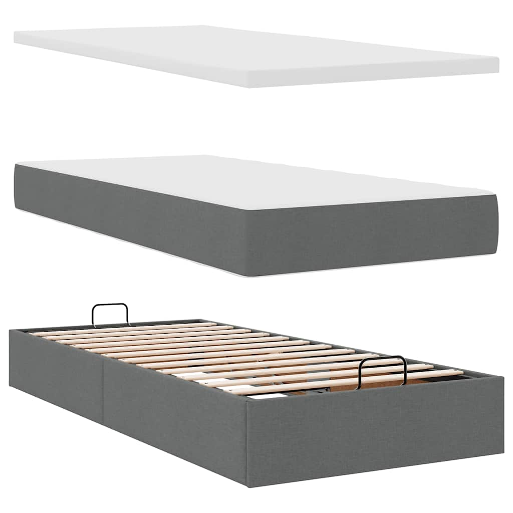 Ottoman bed met matrassen en LED's 180x200cm stof donkergrijs