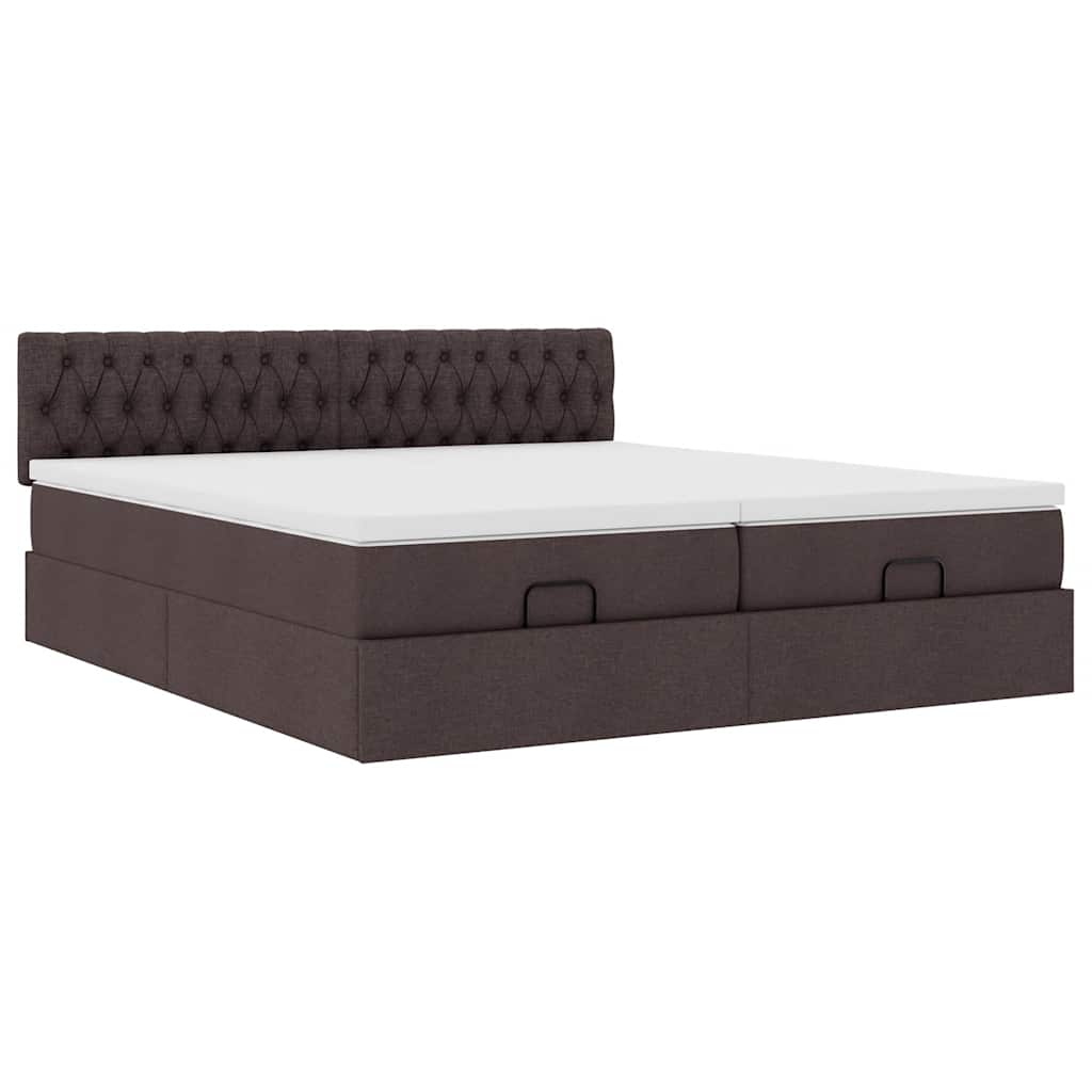 Ottoman bed met matrassen en LED's 180x200cm stof donkerbruin