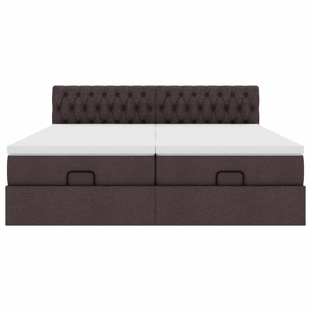 Ottoman bed met matrassen en LED's 180x200cm stof donkerbruin