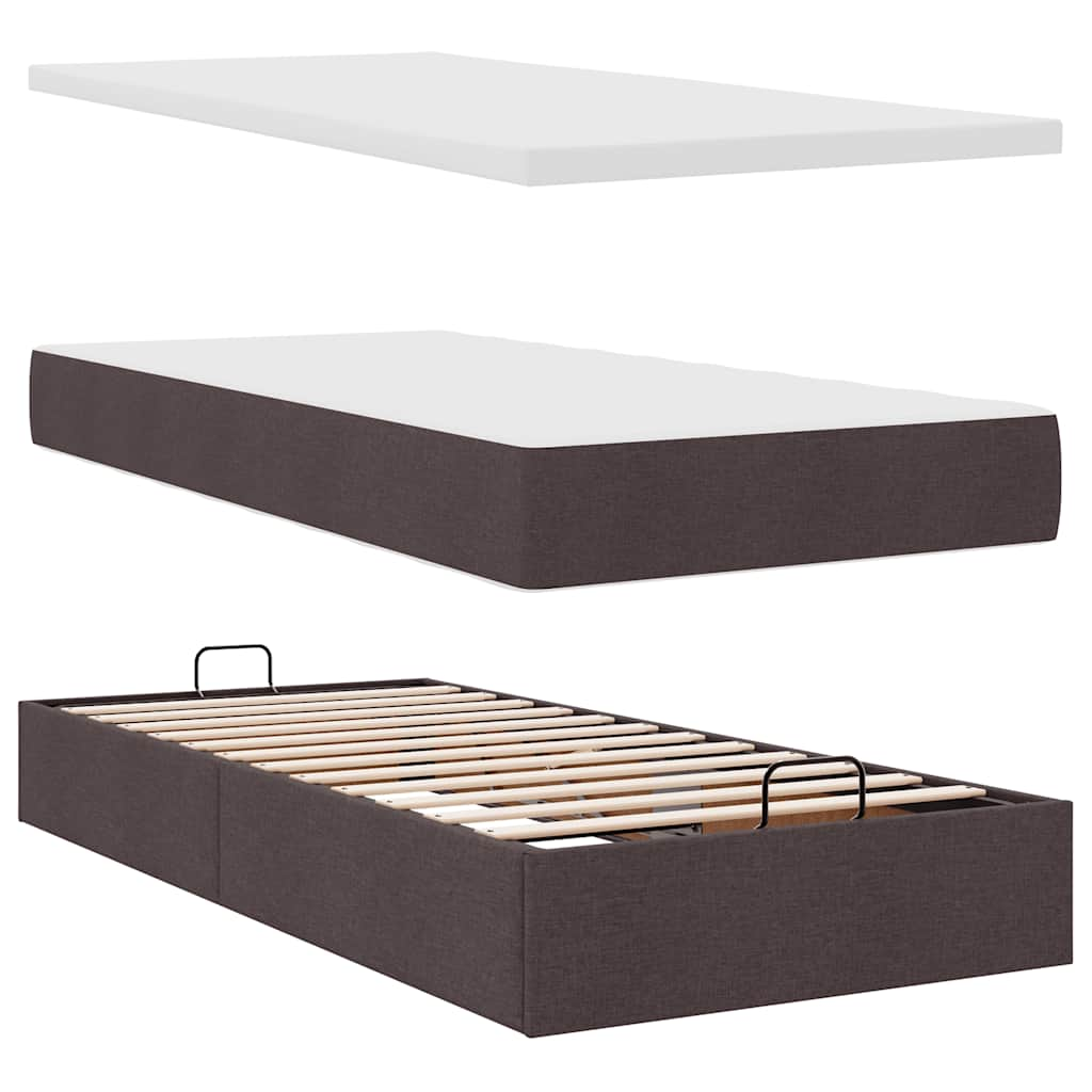 Ottoman bed met matrassen en LED's 180x200cm stof donkerbruin