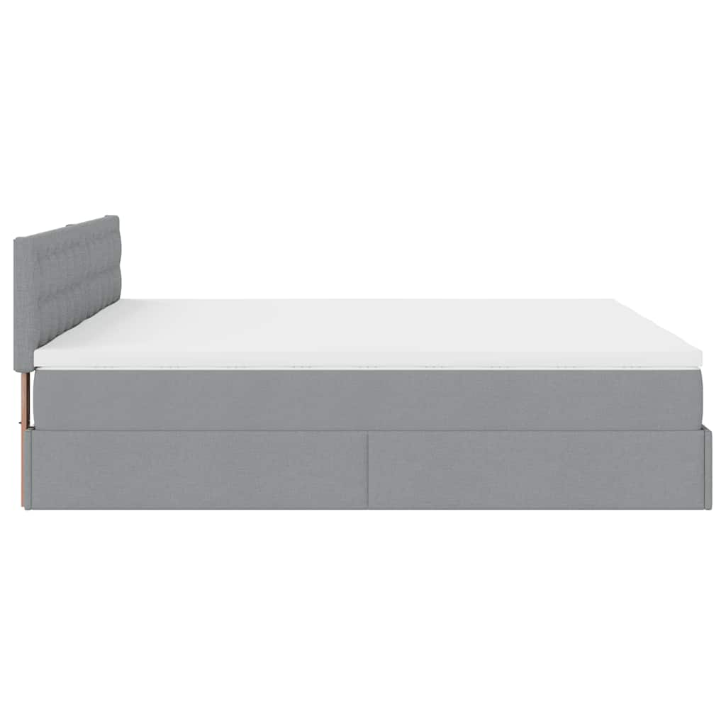 Ottoman bed met matrassen en LED's 160x200cm stof lichtgrijs