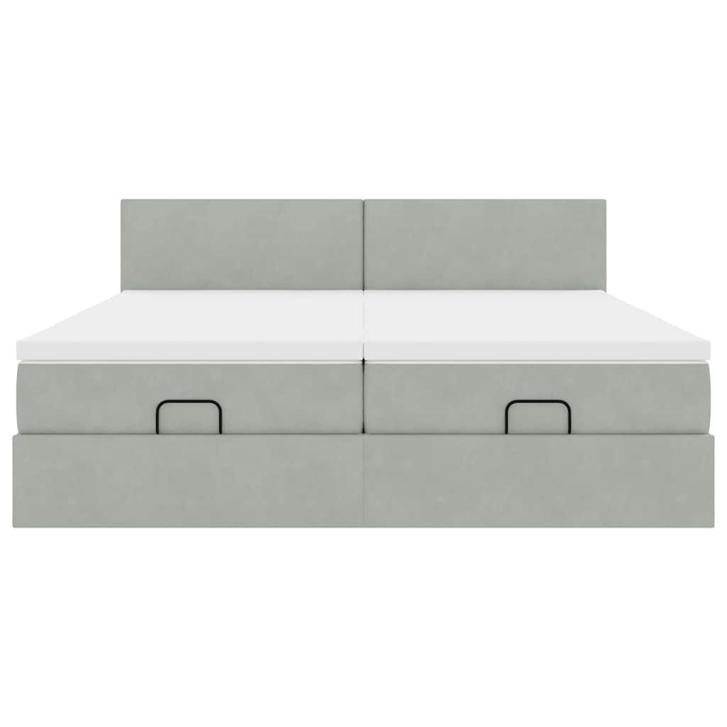 Ottoman bed met matrassen en LED's 160x200cm fluweel lichtgrijs