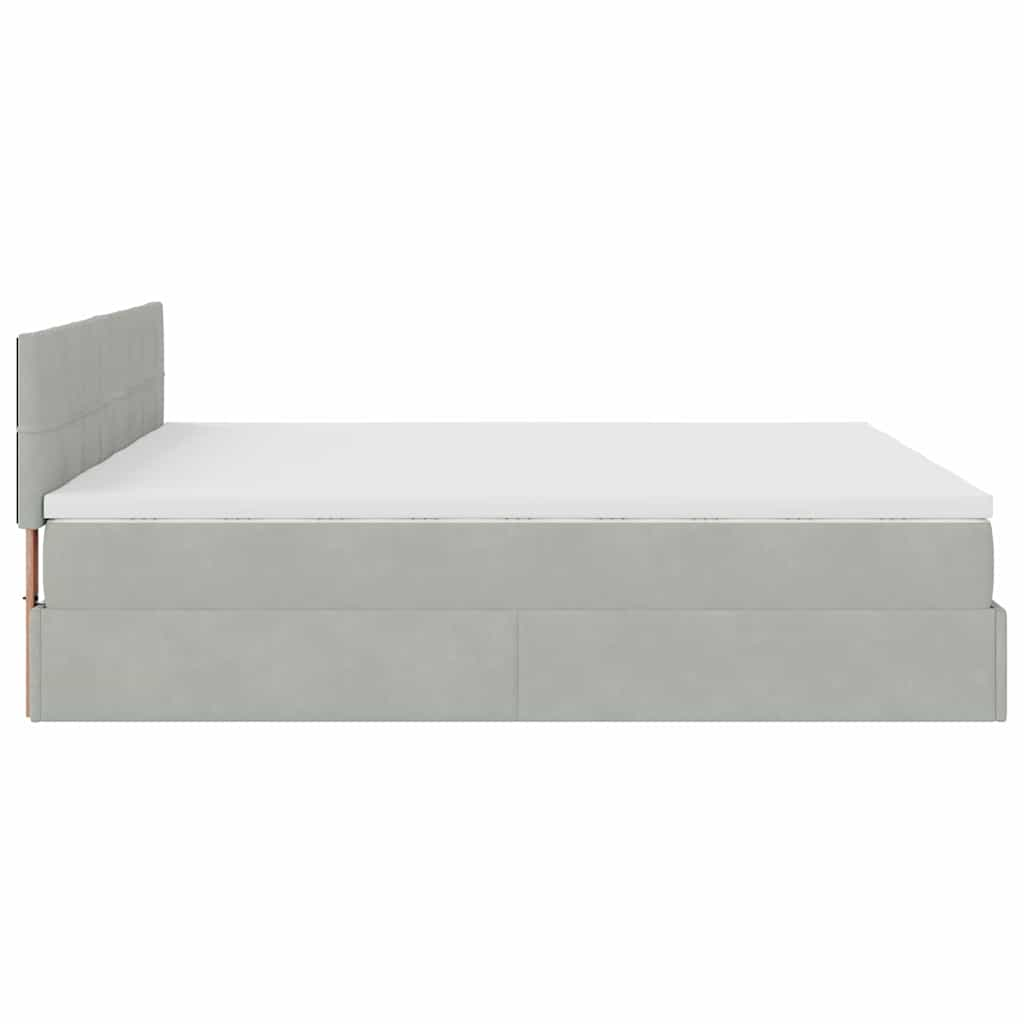 Ottoman bed met matrassen en LED's 160x200cm fluweel lichtgrijs