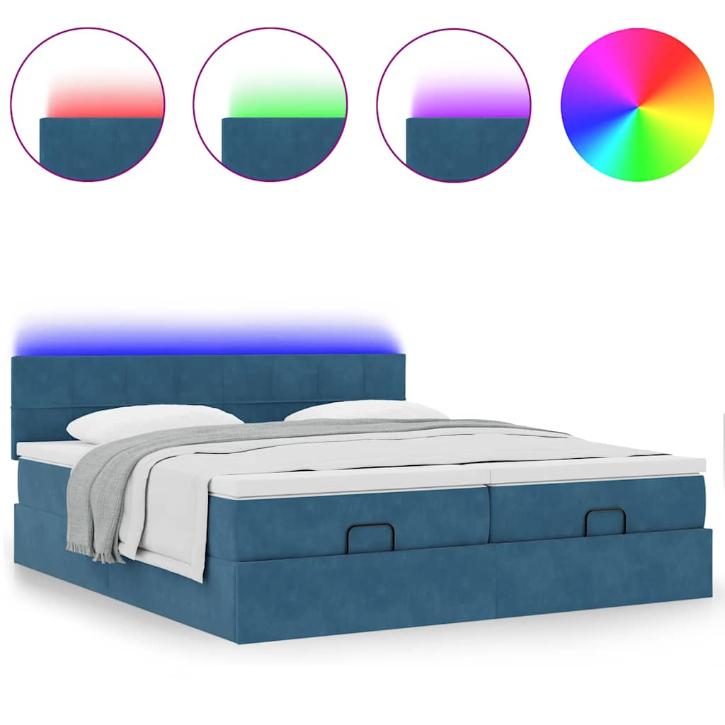 Ottoman bed met matrassen en LED's 160x200cm fluweel