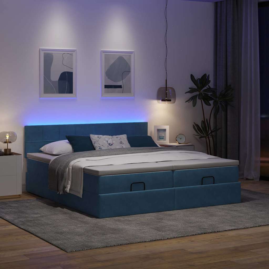 Ottoman bed met matrassen en LED's 160x200cm fluweel