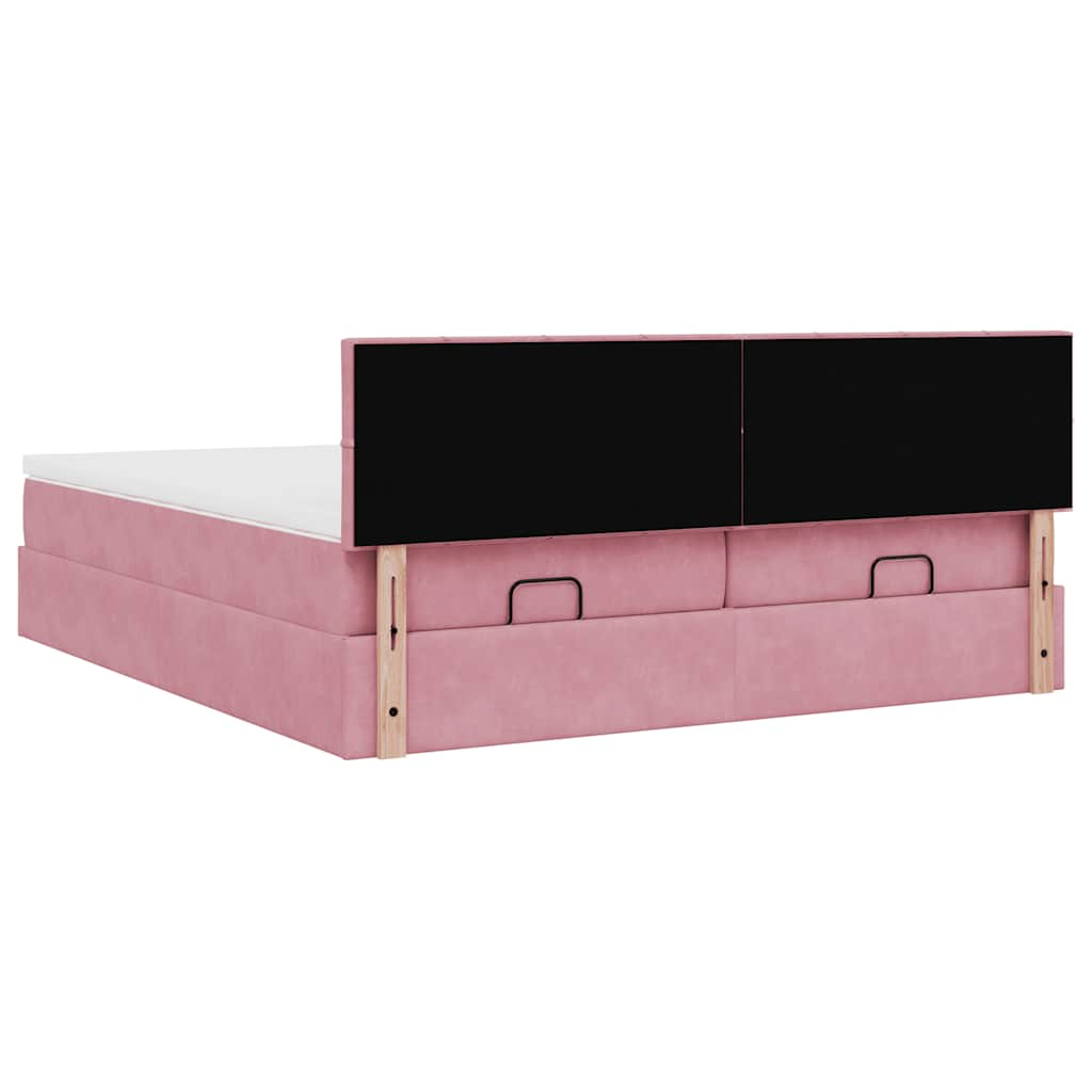 Ottoman bed met matrassen en LED's 160x200cm fluweel roze