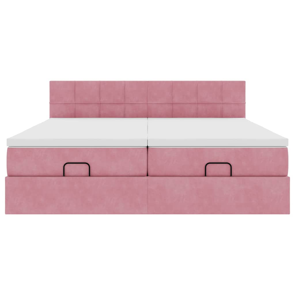 Ottoman bed met matrassen en LED's 160x200cm fluweel roze