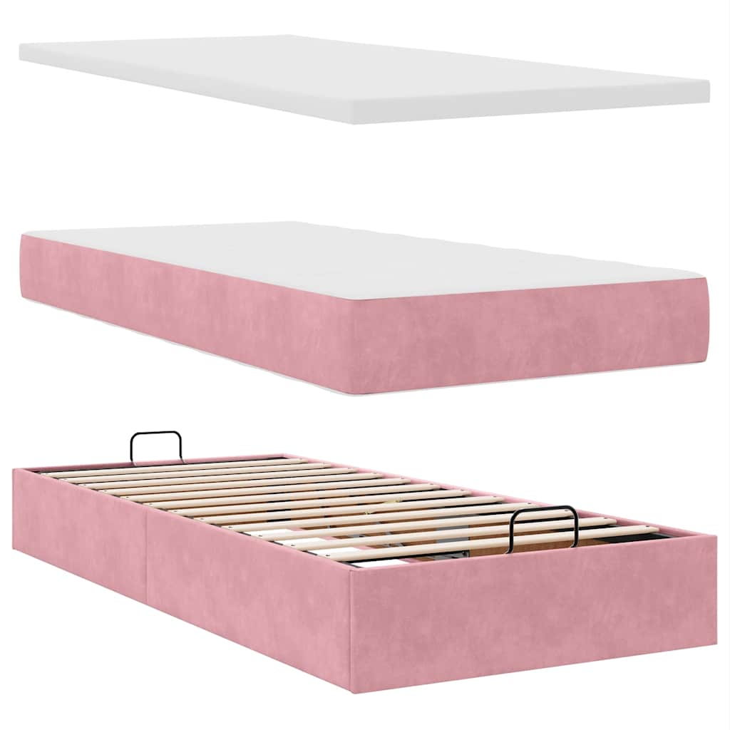 Ottoman bed met matrassen en LED's 160x200cm fluweel roze