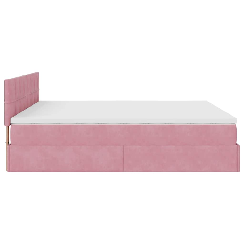 Ottoman bed met matrassen en LED's 160x200cm fluweel roze