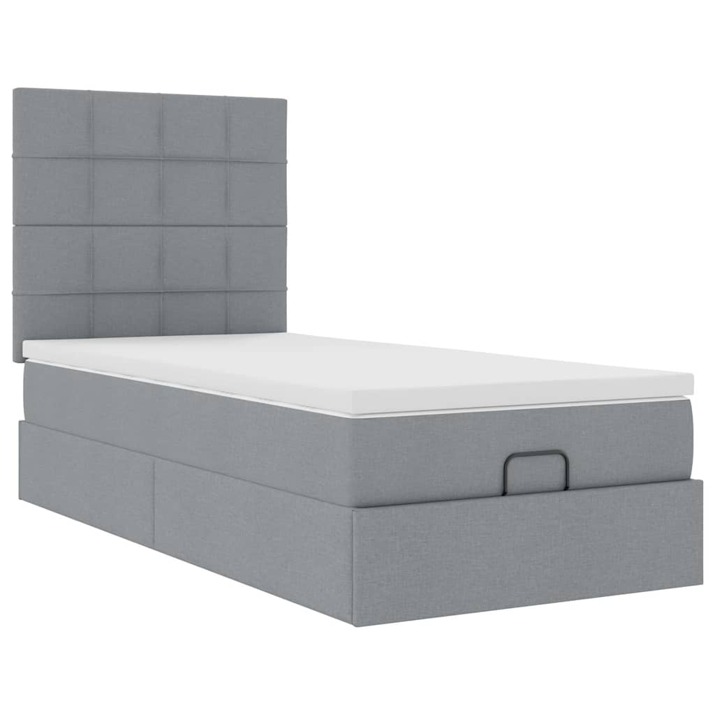 Ottoman bed met matras 90x200cm stof lichtgrijs