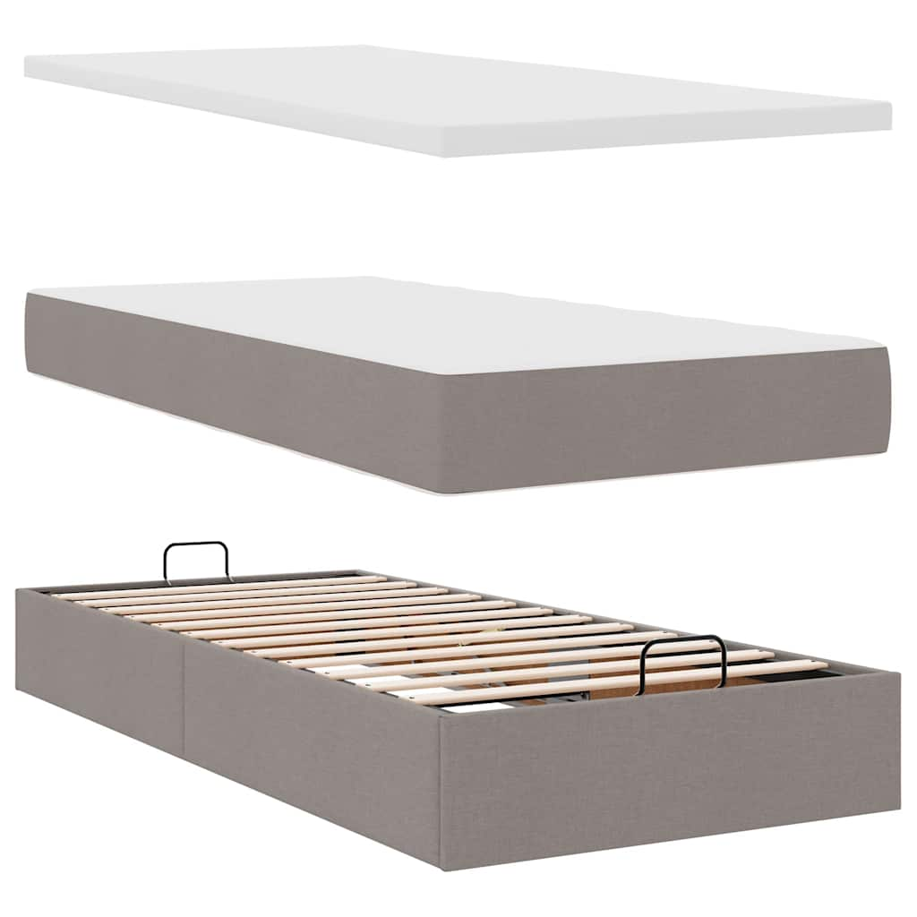 Ottoman bed met matras 90x200cm stof taupe