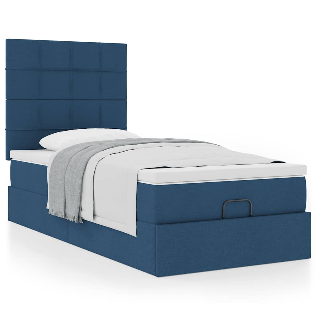 Ottoman bed met matras 90x200cm stof blauw