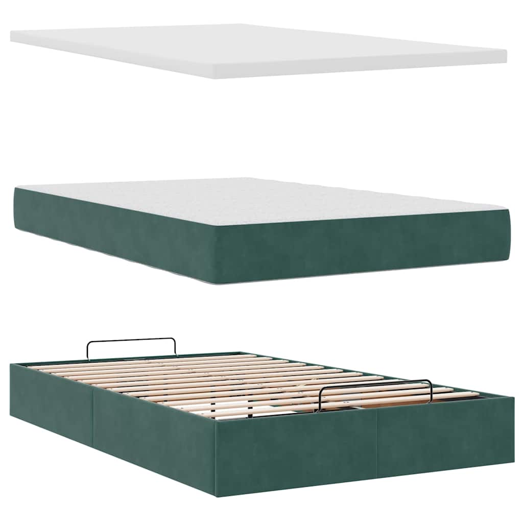 Ottoman bed met matrassen 120x200cm fluweel donkergroen