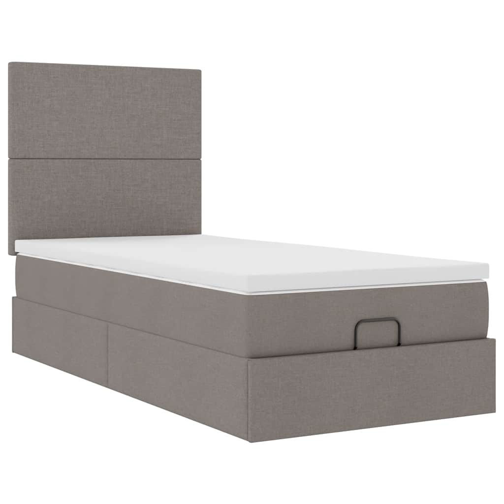 Ottoman bed met matras en LED's 90x200cm stof taupe