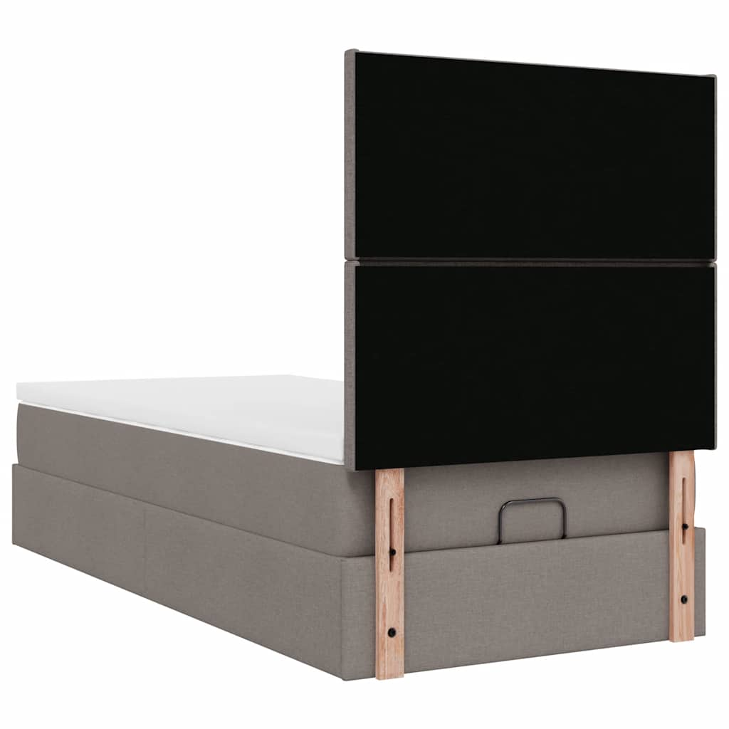 Ottoman bed met matras en LED's 90x200cm stof taupe