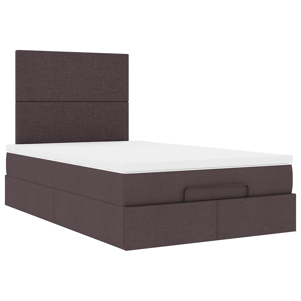 Ottoman bed met matras en LED's 120x190 cm stof donkerbruin