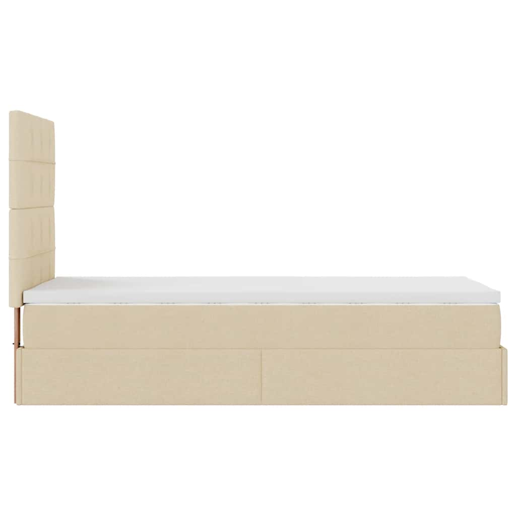 Ottoman bed met matras en LED's 80x200cm stof crèmekleurig