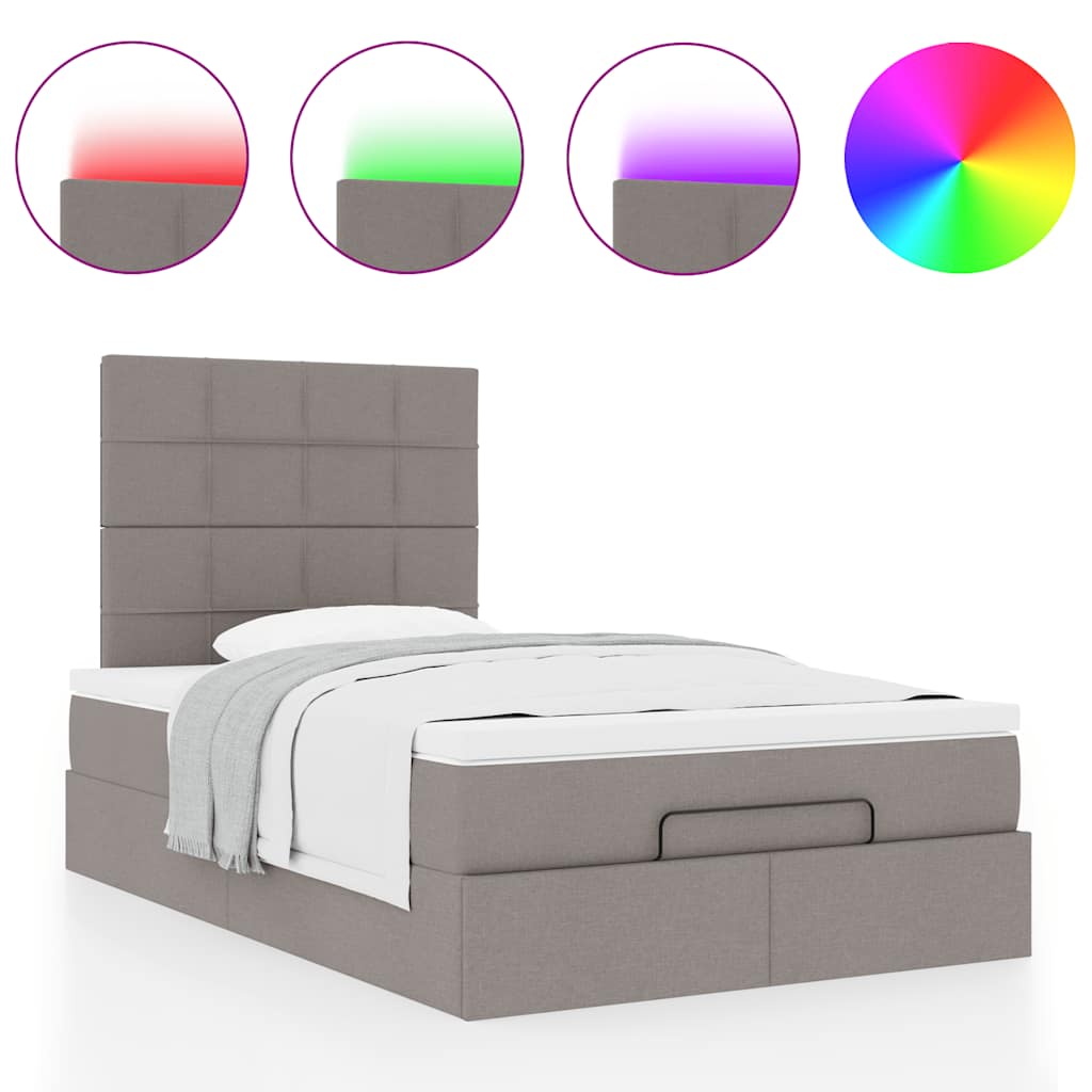 Ottoman bed met matras en LED's 120x190 cm stof taupe