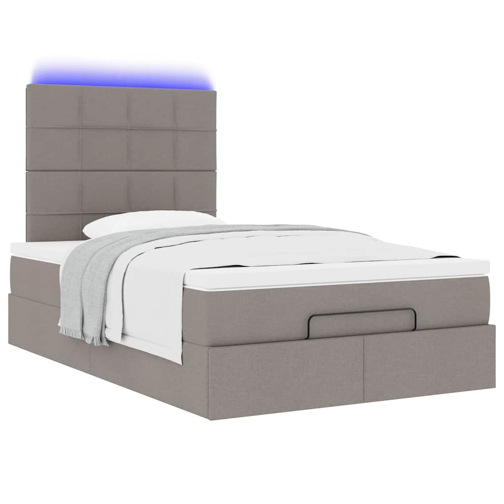 Ottoman bed met matras en LED's 120x190 cm stof taupe