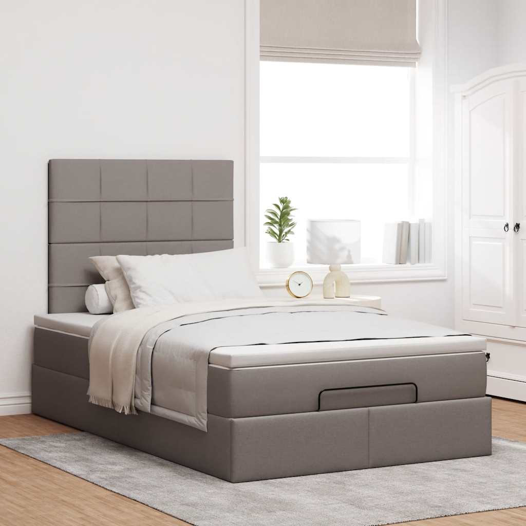 Ottoman bed met matras en LED's 120x190 cm stof taupe