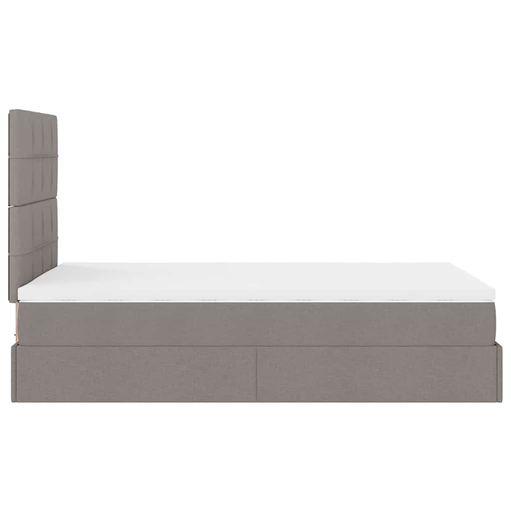 Ottoman bed met matras en LED's 120x190 cm stof taupe