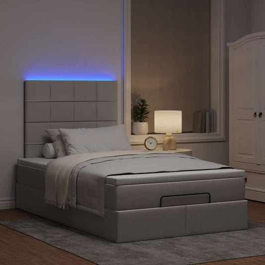 Ottoman bed met matras en LED's 120x190 cm stof taupe