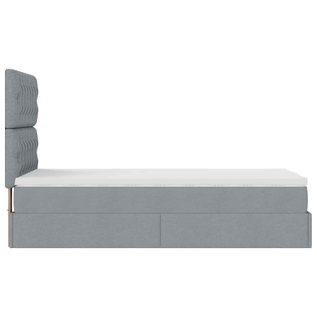 Ottoman bed met matras en LED's 80x200cm stof lichtgrijs