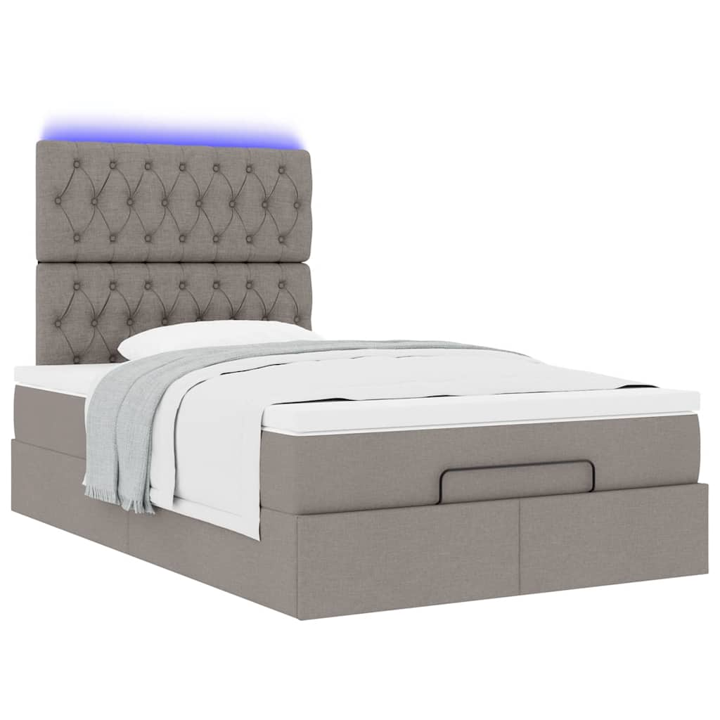 Ottoman bed met matras en LED's 120x190 cm stof taupe