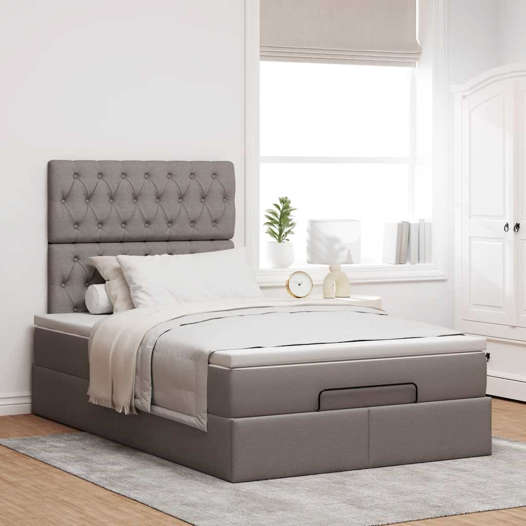 Ottoman bed met matras en LED's 120x190 cm stof taupe