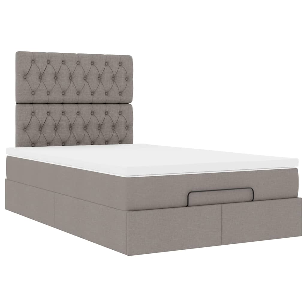 Ottoman bed met matras en LED's 120x190 cm stof taupe