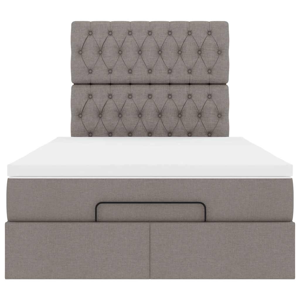 Ottoman bed met matras en LED's 120x190 cm stof taupe