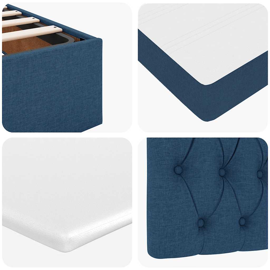 Ottoman bed met matras en LED's 120x190 cm stof blauw