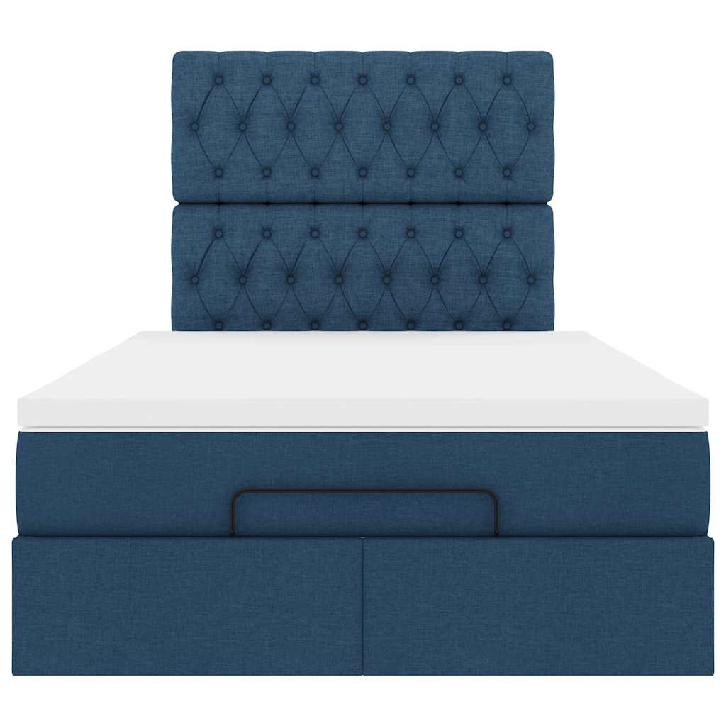 Ottoman bed met matras en LED's 120x190 cm stof blauw