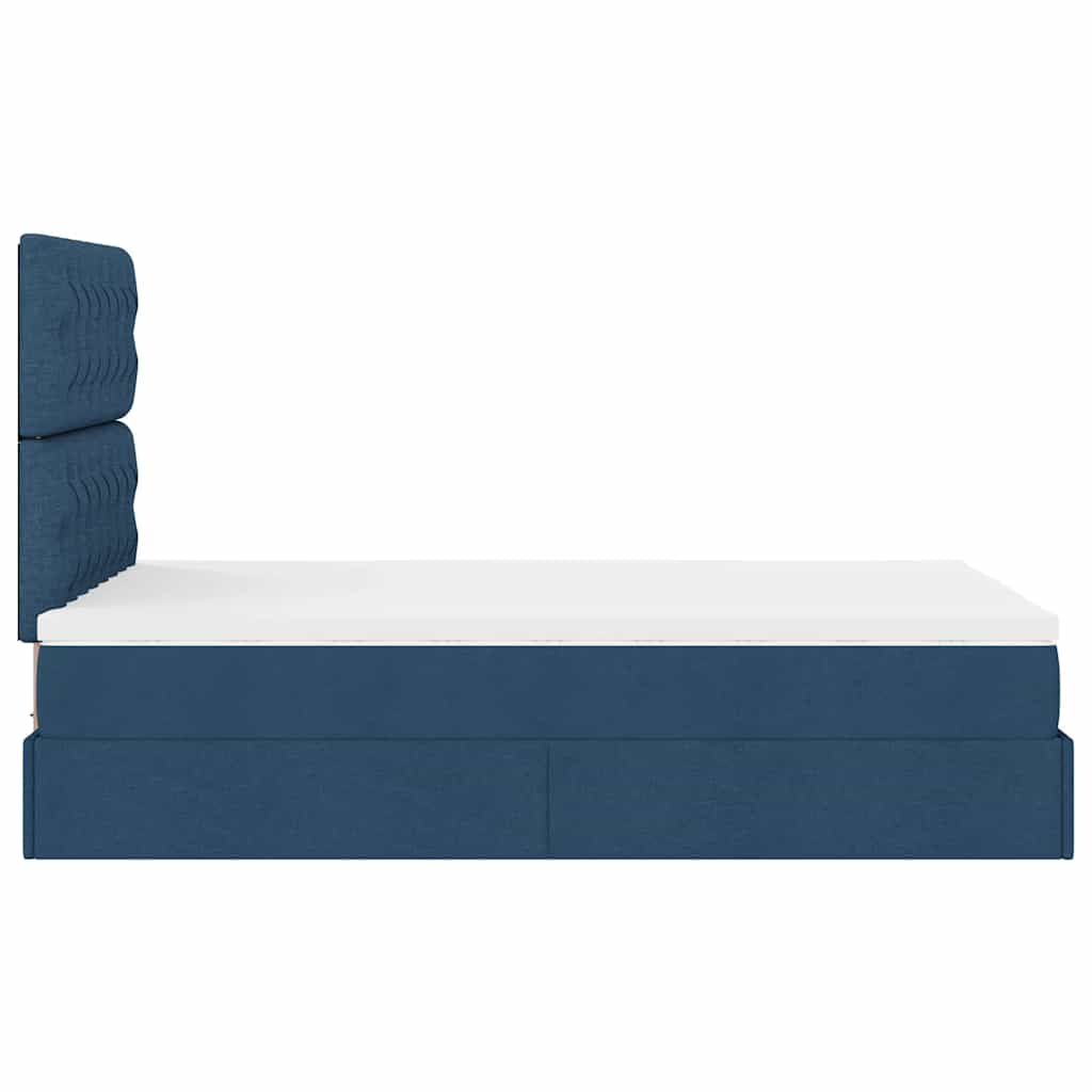 Ottoman bed met matras en LED's 120x190 cm stof blauw